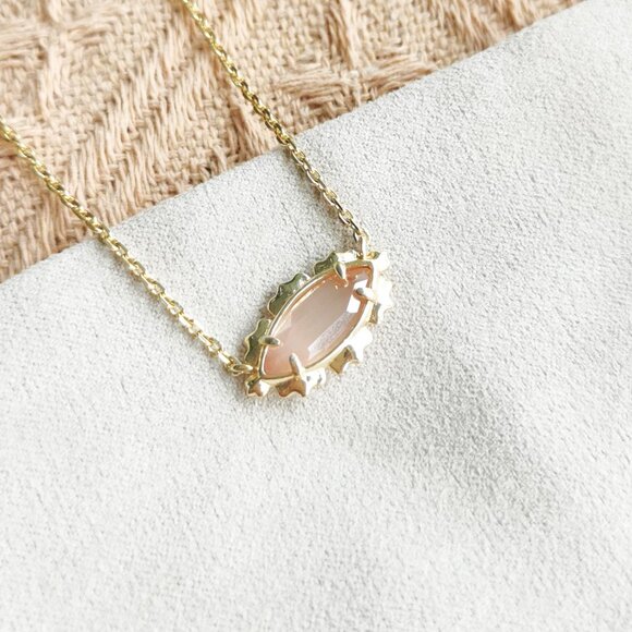 Kendra Scott - Genevieve Luster Plated Pink Cat's Eye Glass Necklace Gold - Picture 2 of 4